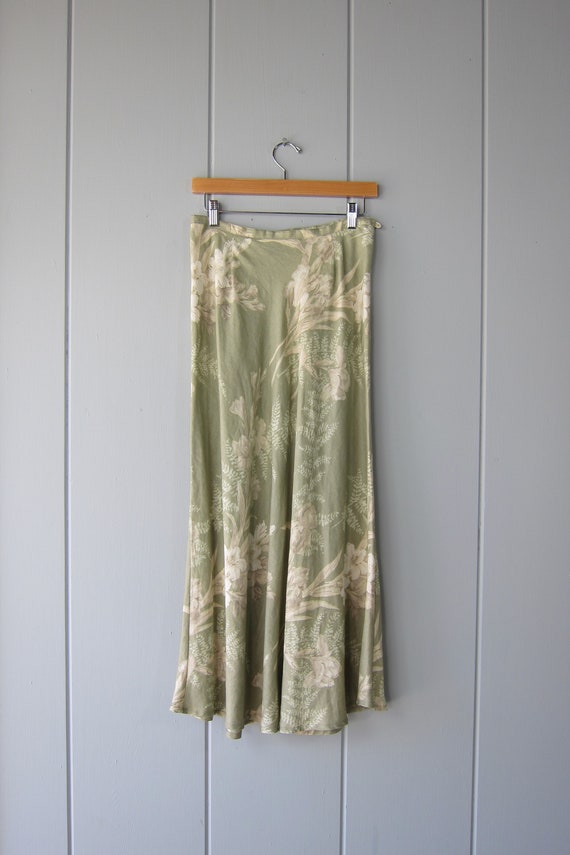 90s Linen Midi Skirt  |Floral Print Summer Skirt … - image 6