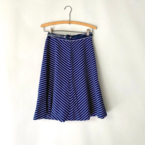 70s Vintage Chevron Stripe Skirt: High Waist Aline Knit