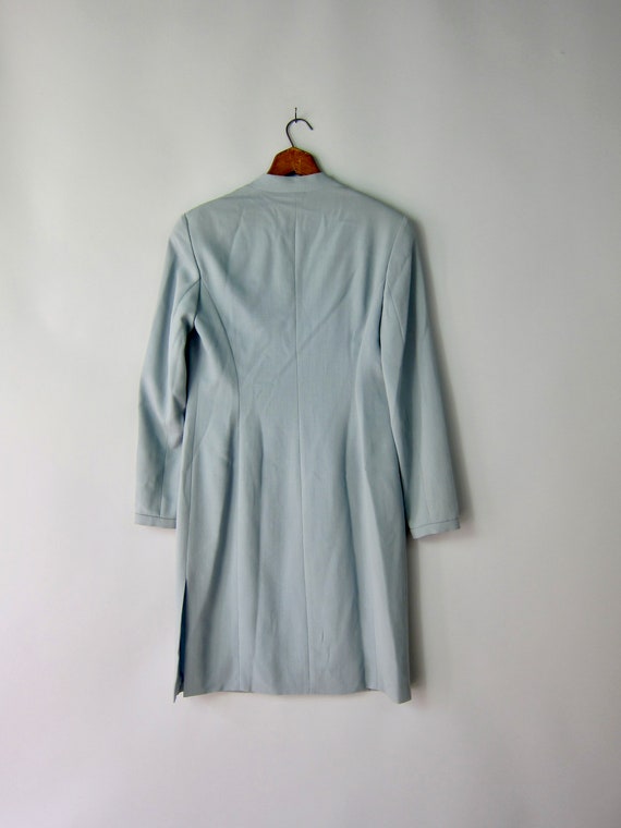 Vintage Giorgio Armani Pale Blue Wool Shift Dress… - image 9