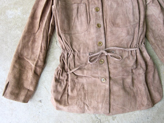 70s Brown Suede Drawstring Jacket | Cocoa Brown L… - image 2