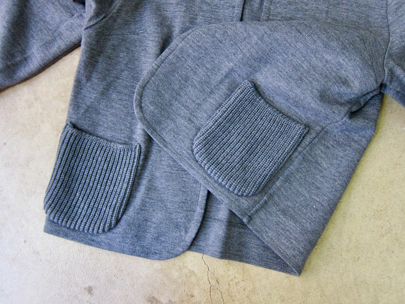 60s Open Sweater Jacket Vintage Cropped Sweatshirt Coat Modern Gray Wool Knit Jacket