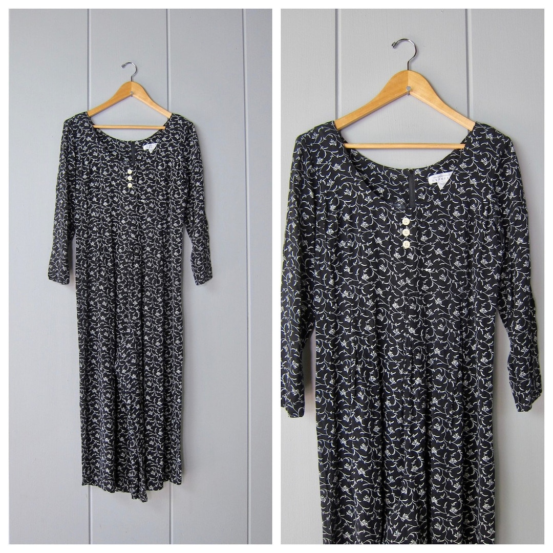 90s EXPRESS Vintage Floral Romper: Black Rayon Jumpsuit - Etsy