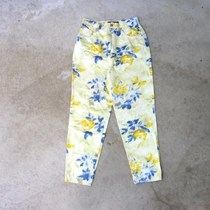 90s Marc Cain Floral Print Pants: High Waist Cotton Jeans