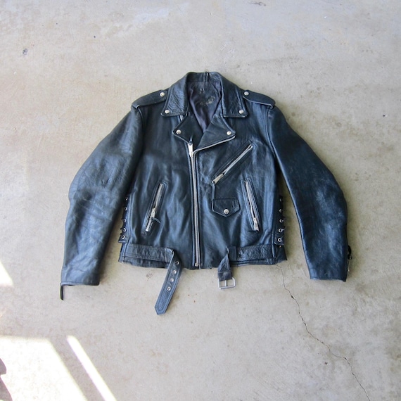 80s Leather Motorcycle Jacket - Etsy