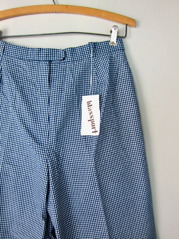 70s Blassport Wide Leg Gingham Pants | Blue White… - image 6