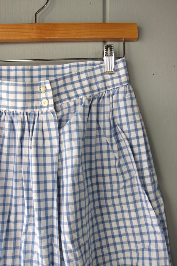 80s Cotton Wrap Skirt | Vintage Blue White Stripe… - image 3