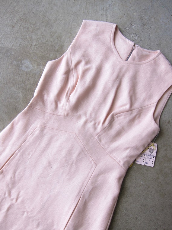 70s POSH Jay Anderson Tweed Rayon Dress | Pink Sl… - image 2