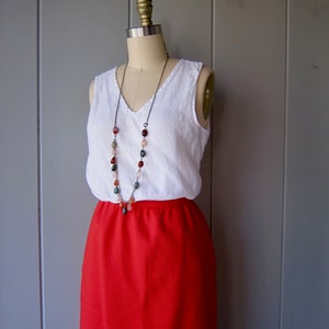 80s Tobacco Red Pencil Skirt Hand Pockets & High Waist Vintage School Girl Mod Skirt image 4