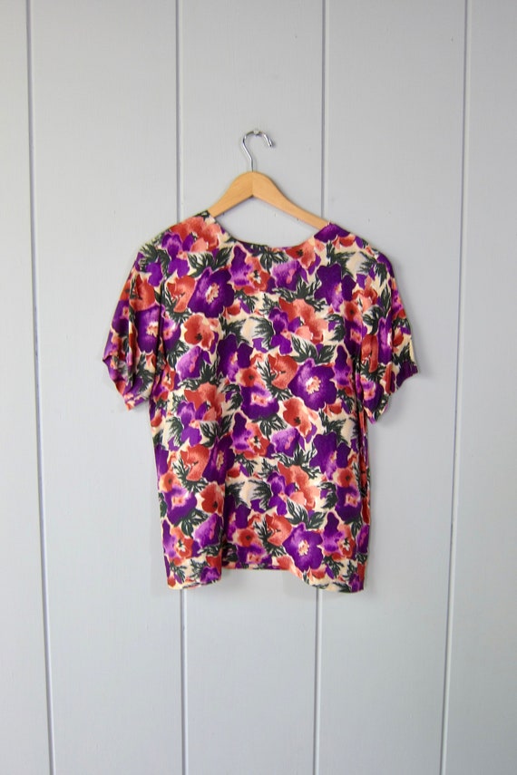 Botanical Silk Blouse | Short Sleeve Silk Top | Vi