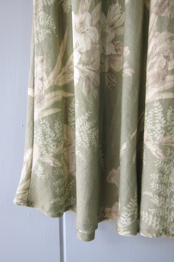 90s Linen Midi Skirt  |Floral Print Summer Skirt … - image 5