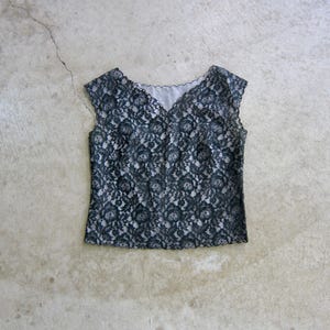 Black Lace Blouse Vintage 60s Beautiful Black Floral Lace Slip Top
