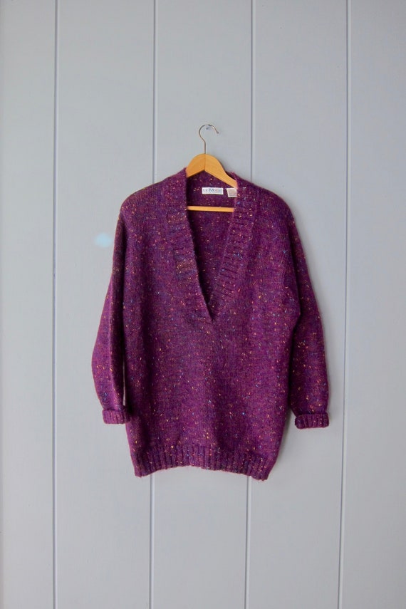 90s Speckled Mohair Blend Sweater | Vintage Purple