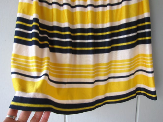 60s Mod Mini Skirt | Yellow Blue Striped Skirt | … - image 4
