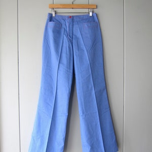 70s Anne Klein Wide Leg Pants Denim Look Vintage Bell Bottoms with Red Stitching Modern Wide Legged Sailor Boho Hippie Trousers NWT CJ image 2