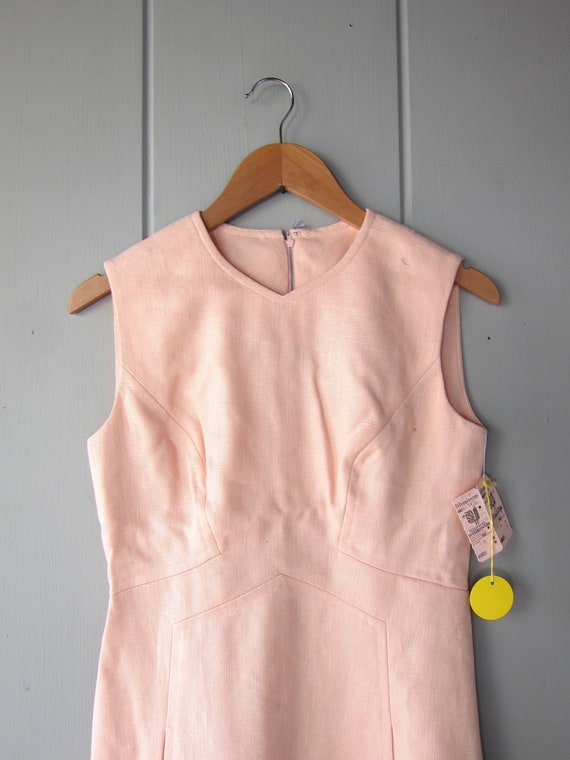 70s POSH Jay Anderson Tweed Rayon Dress | Pink Sl… - image 5