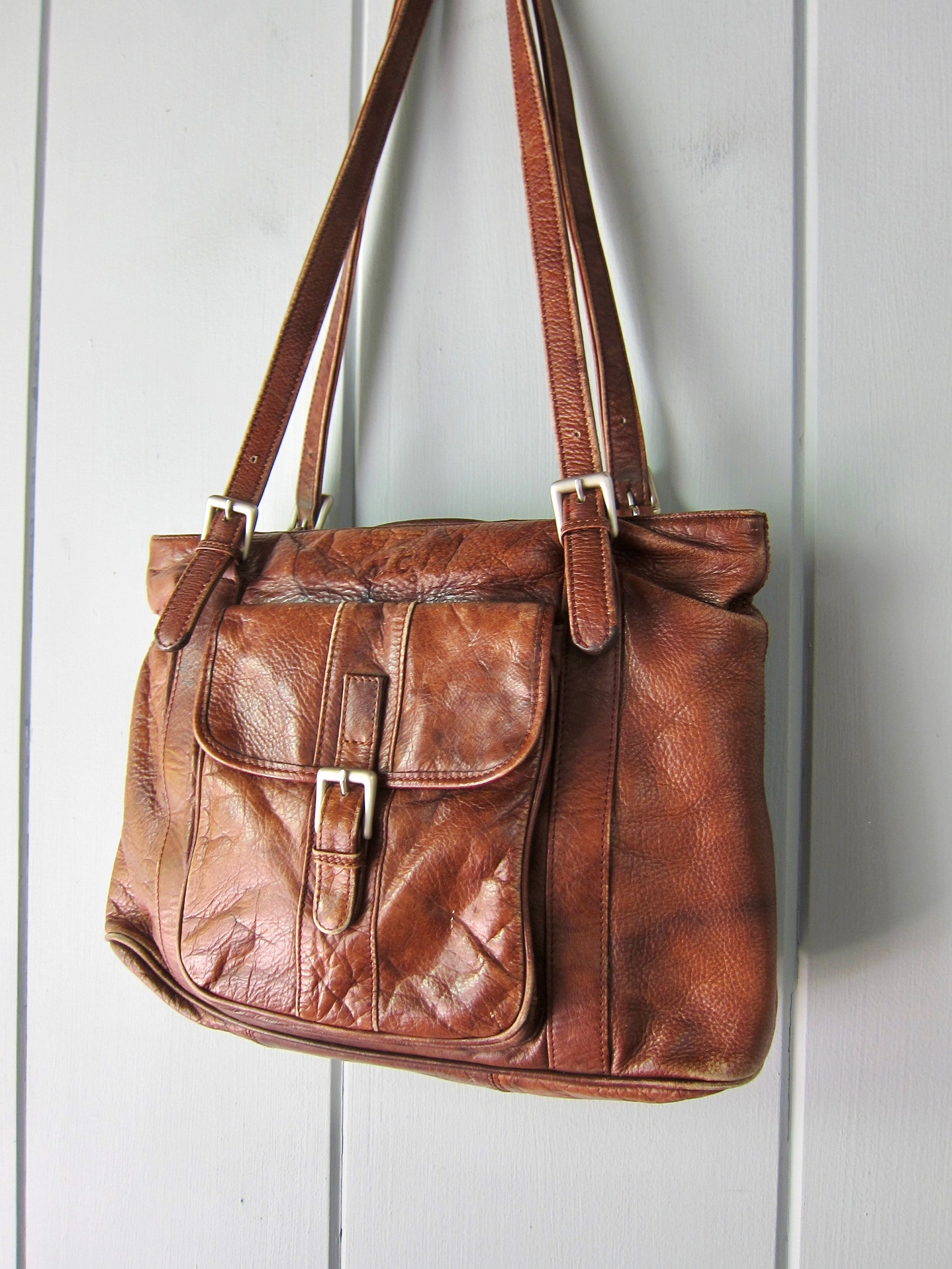 M.C Leather Shoulder Bag Large Brown Leather Tote Purse Etsy