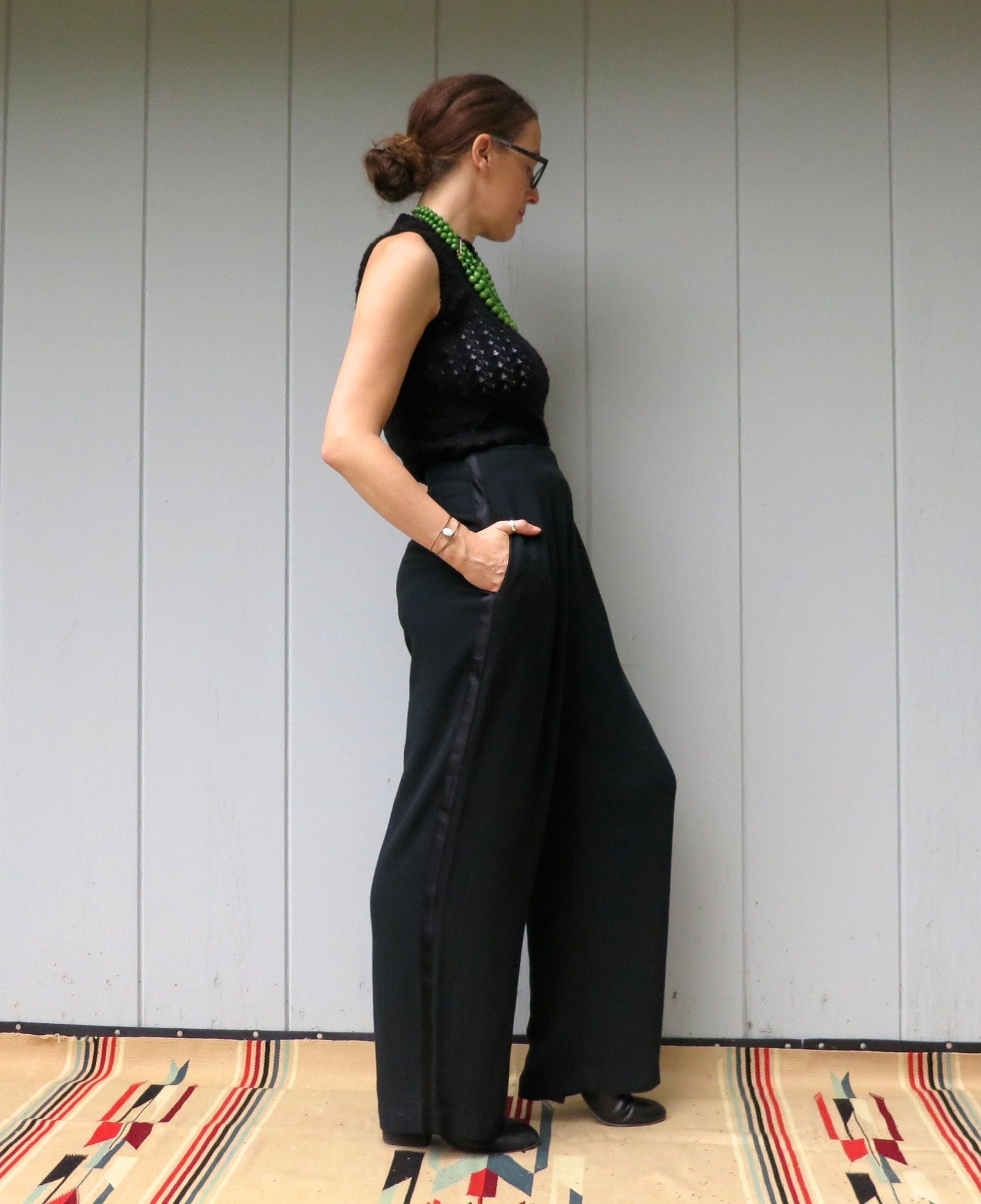 Modern Black Editor Pants Wide Leg 90s 