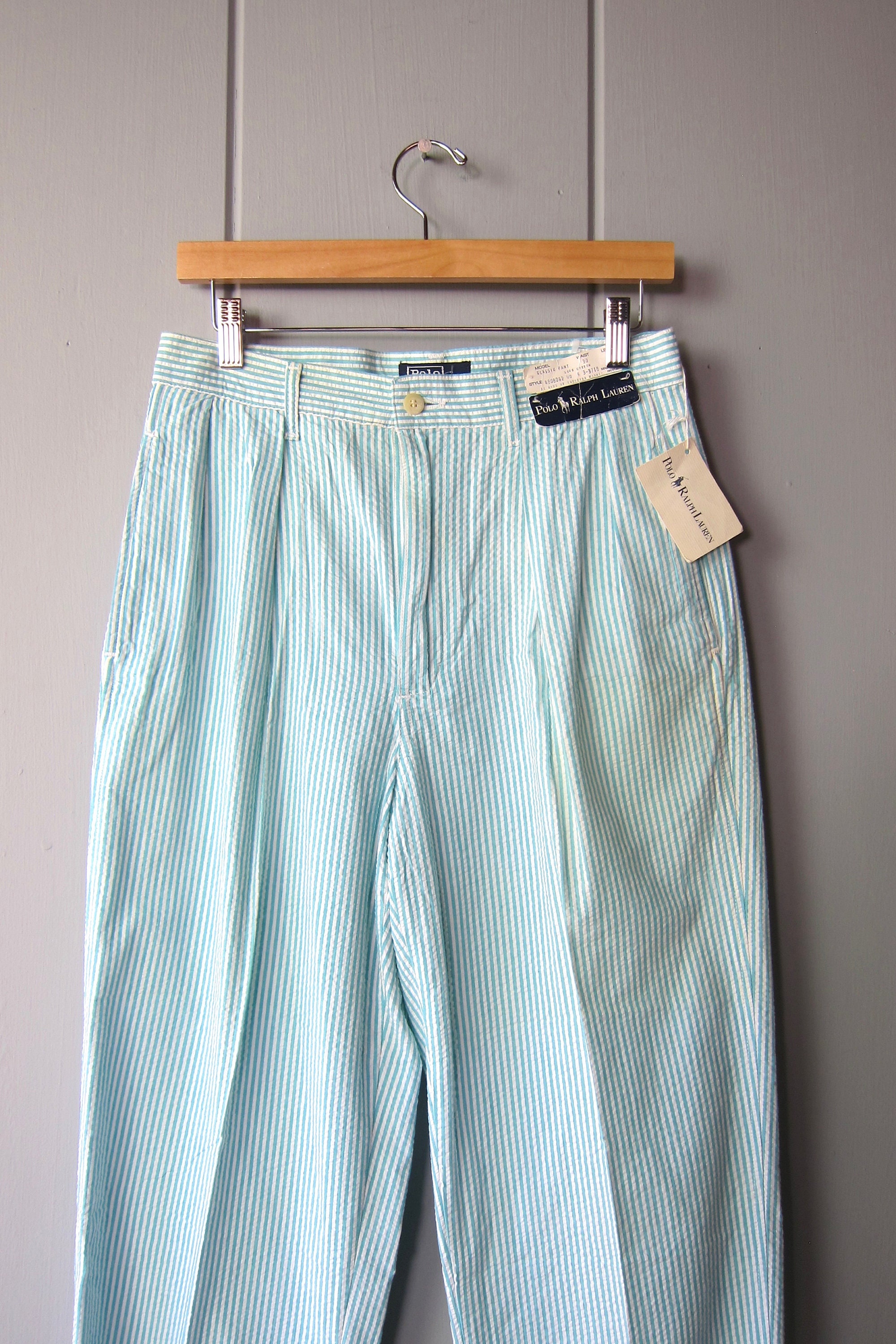 90s Ralph Lauren POLO Trousers | Seersucker Striped Modern 90s Ralph Lauren POLO Trousers | Seersucker Striped Modern