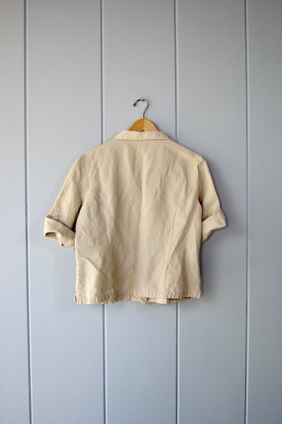 90s Natural Modern Shirt | Boxy Button Up Rayon B… - image 4