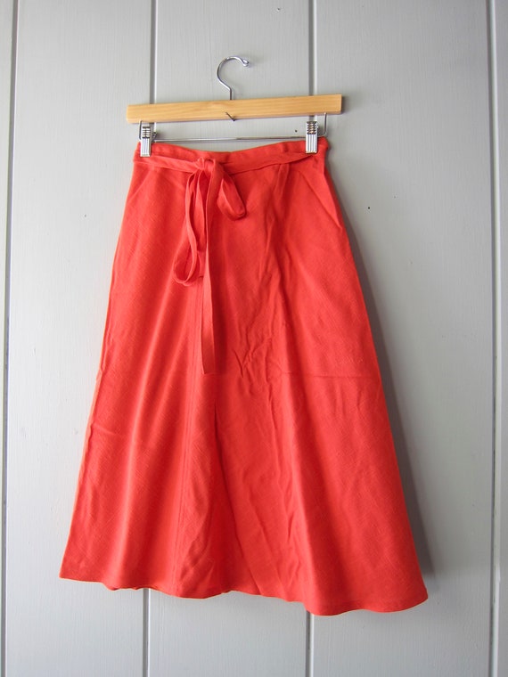 70s Orange Aline Wrap Skirt | Anne Klein Solid Ap… - image 5