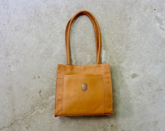 90s Braune Leder Tote Bag | Große Schultertasche aus Leder | Geschmeidige Vintage Ledertasche - made in Columbia