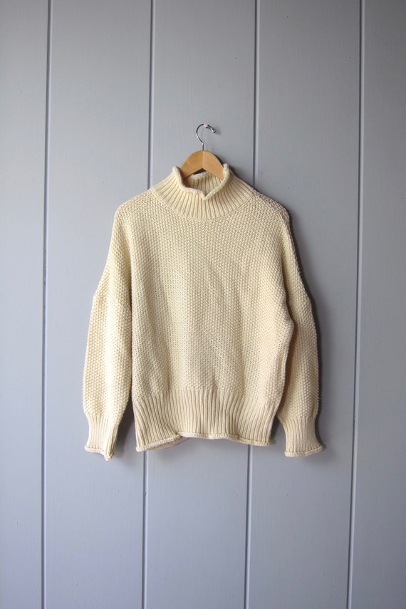 Creamy White Textured Sweater | Slouchy Turtlenec… - image 3