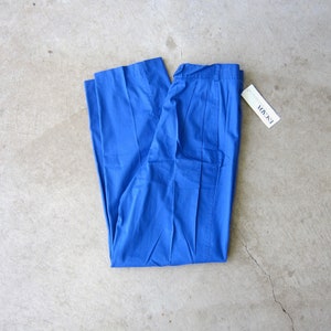 80er Jahre ESCADA Blaue Baumwollhose: Vintage Hose mit hoher Taille
