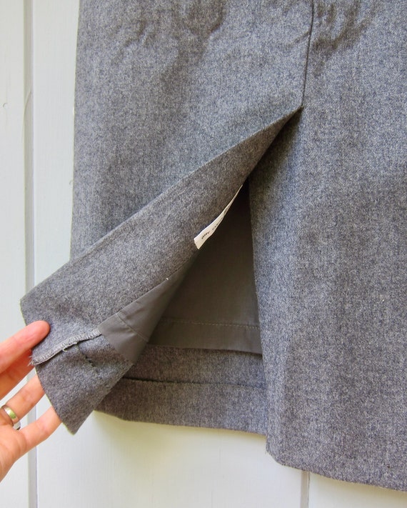 90s Giorgio Armani Wool Skirt | Grey Wool Pencil … - image 3