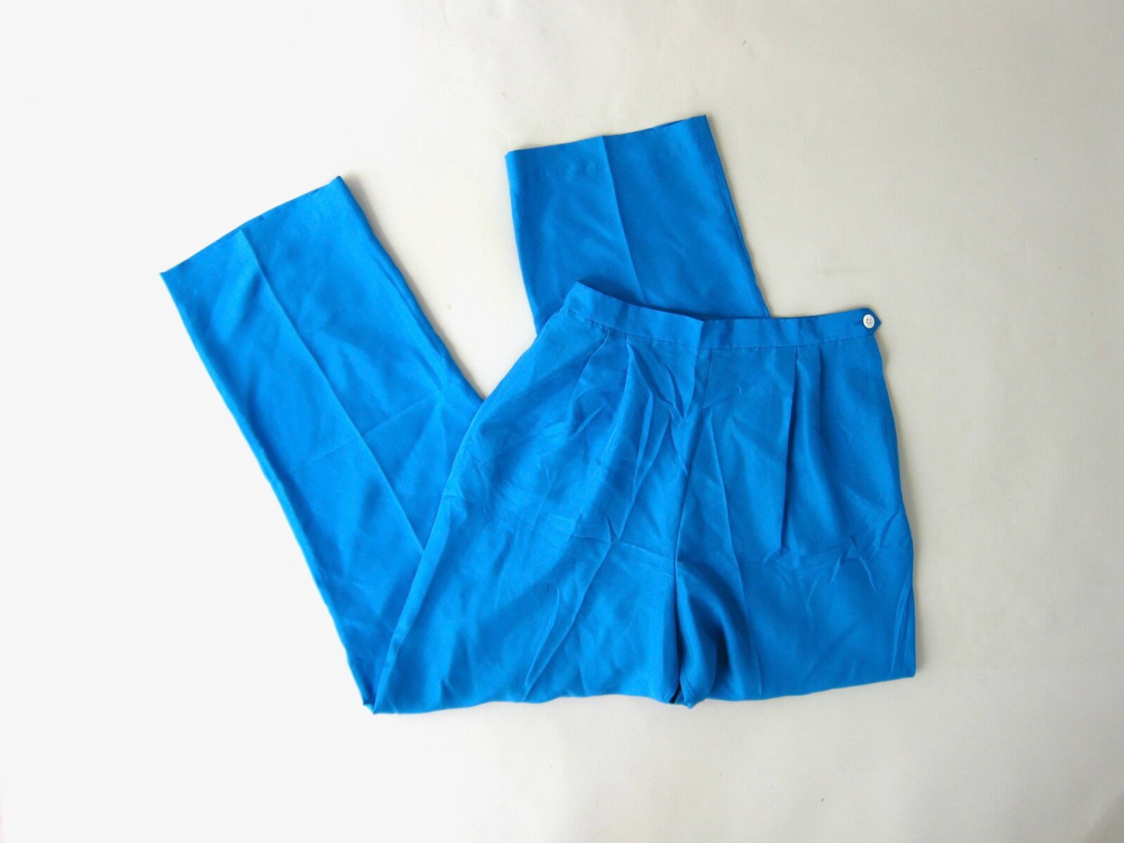 90s Ralph Lauren Silk Pants | Ocean Blue Silk Pleated