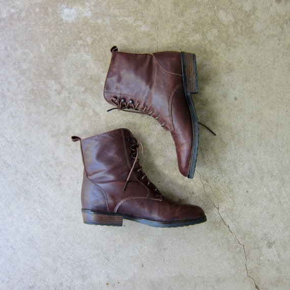 80s Tall Brown Leather Boots | Vintage Lined Ankle