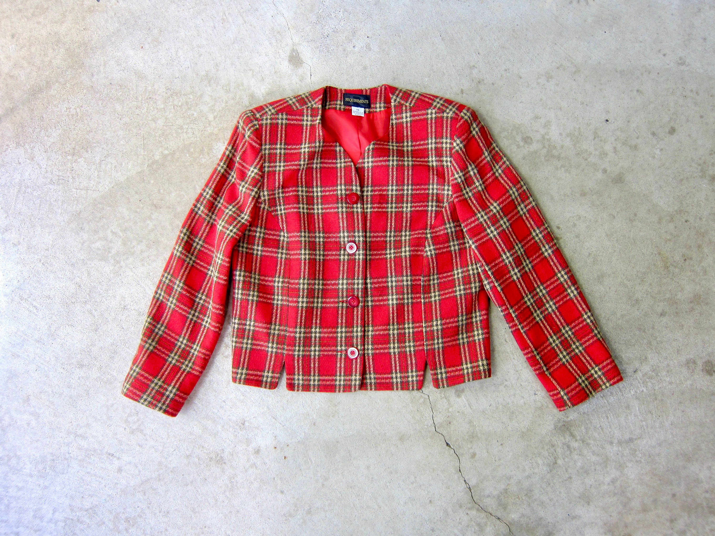 ジャケット RED AND GREEN WOOL BLAZER Men's Red Green Tweed Plaid Jacket Business Formal Xmas
