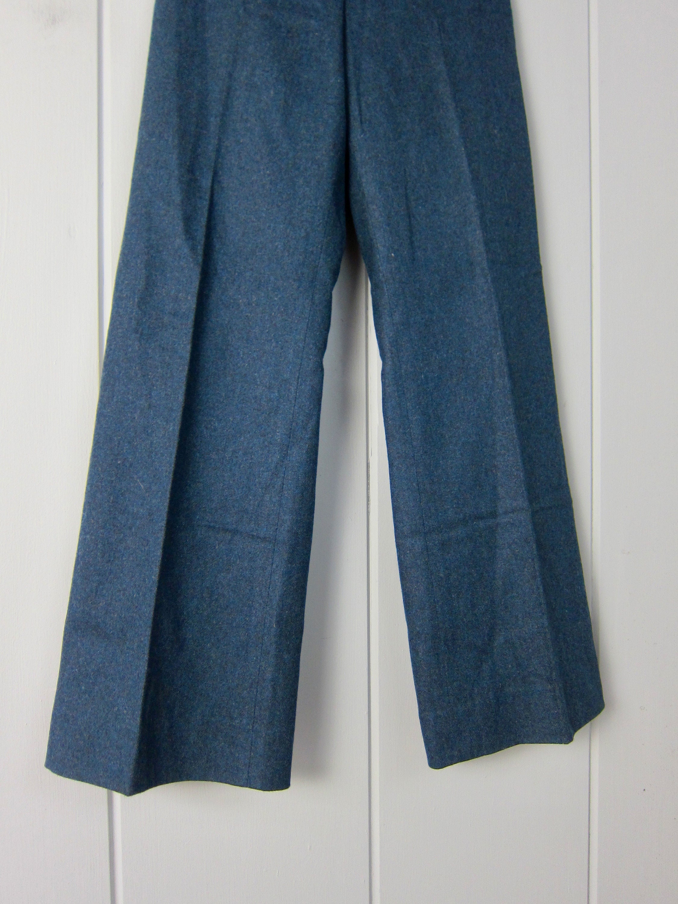 80s Dark Blue Wool Trousers Vintage Modern Navy Wool Pants | Etsy
