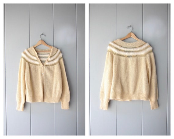 60s Mohair & Angora Cardigan Sweater | Hand Knit … - image 3