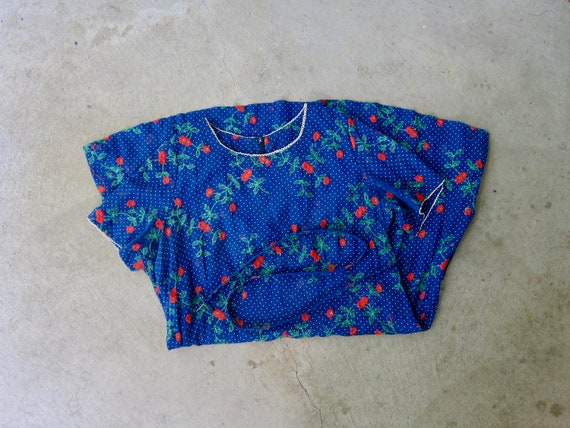 60s Blue Sheer Floral Dress | Vintage Embroidered… - image 8