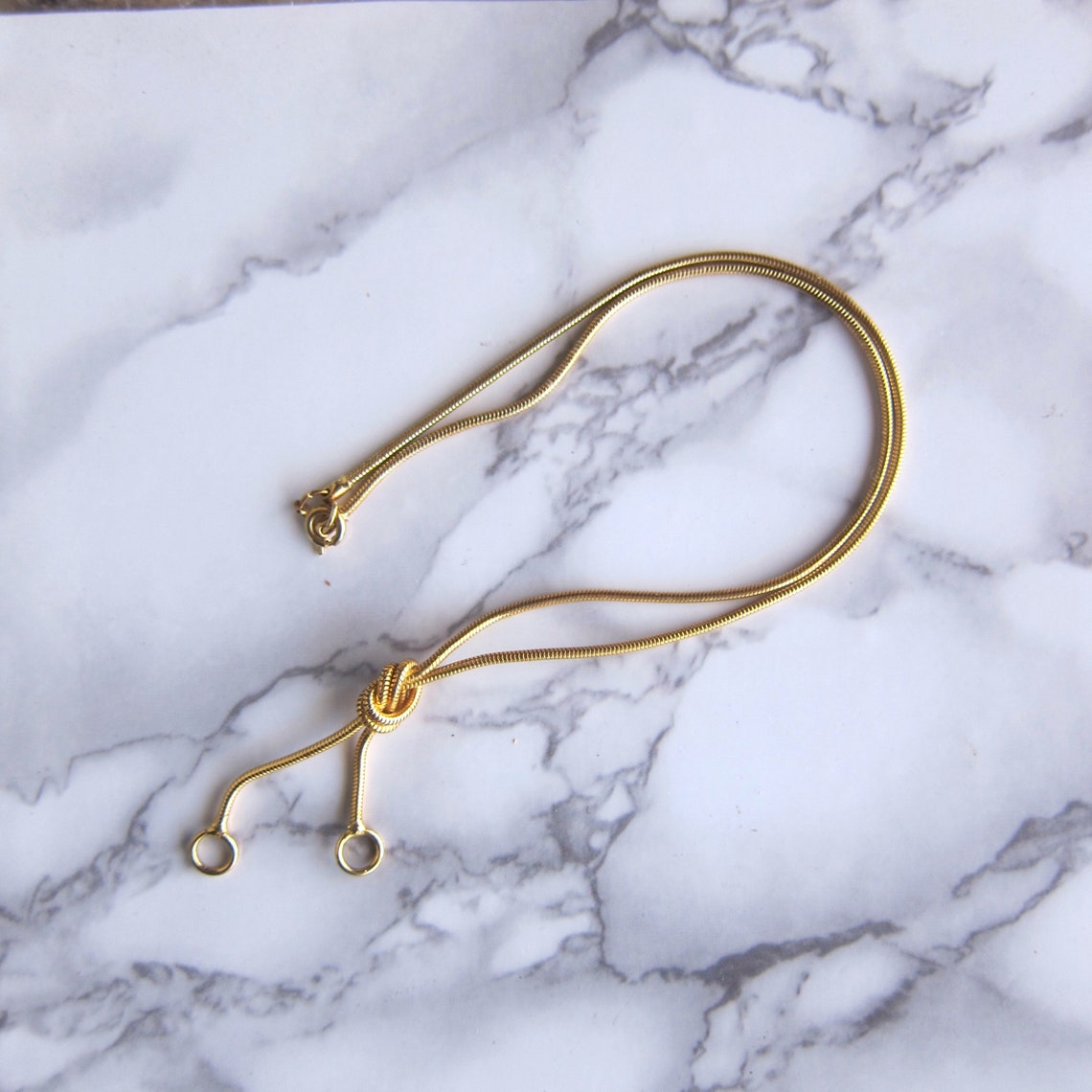 80s Gold Coil Necklace With Knot Detail Mod Minimal Jewelry Etsy