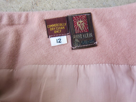 70s Dusty Pink Wool Skirt | Vintage Anne Klein Wo… - image 3