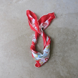 Vintage kaartsjaal Florida staat jaren 1950 - rode zijden souvenir reissjaal - retro kleurrijk nostalgisch accessoirecadeau