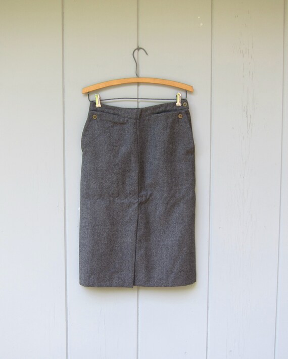 90s Giorgio Armani Wool Skirt | Grey Wool Pencil … - image 7