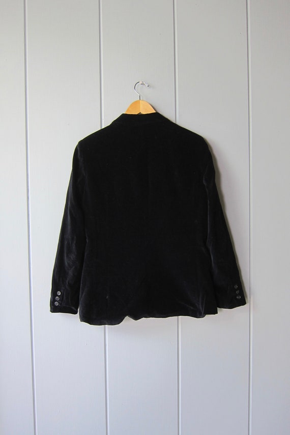 80s Black Velvet Blazer Jacket | Vintage Plush Ve… - image 7