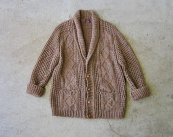 トップス vintage 60~70's ZIP-up knit cardigan 60s / Early 70s Hand Knit Zip up Cardigan - Etsy