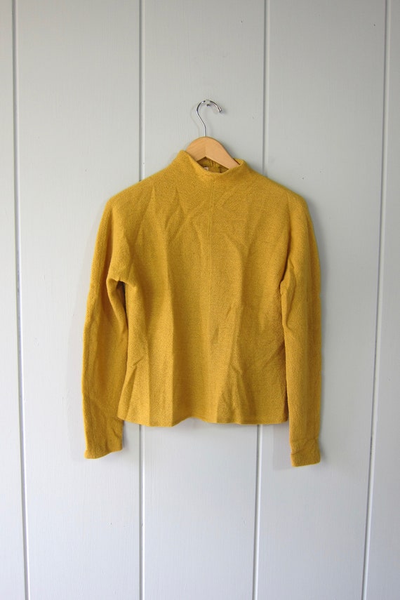 60s Woven Wool Top | Vintage Golden Rod Yellow So… - image 2