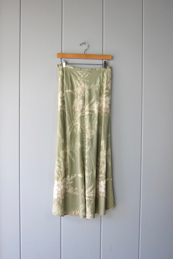 90s Linen Midi Skirt  |Floral Print Summer Skirt … - image 7