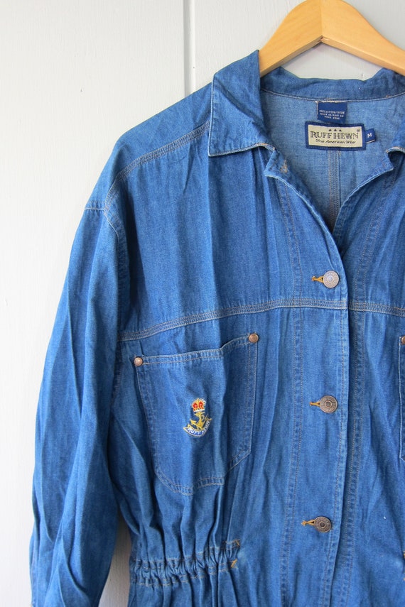 90s Soft Denim Jean Jacket | Brass Button Up Jean… - image 2
