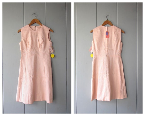 70s POSH Jay Anderson Tweed Rayon Dress | Pink Sl… - image 9