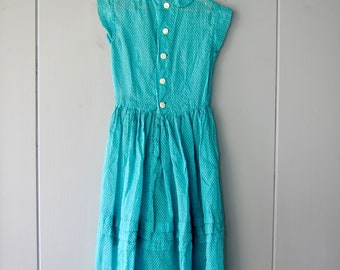 1950s Swiss Dot Day Dress: Sleeveless Sheer Mid Century Style