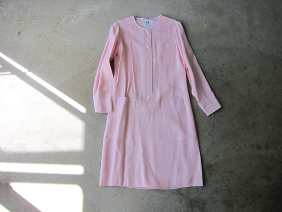 70s Light Pink Rayon Knit Dress | Anne Klein Wove… - image 1