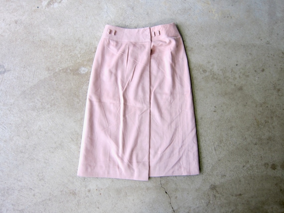 70s Dusty Pink Wool Skirt | Vintage Anne Klein Wo… - image 1