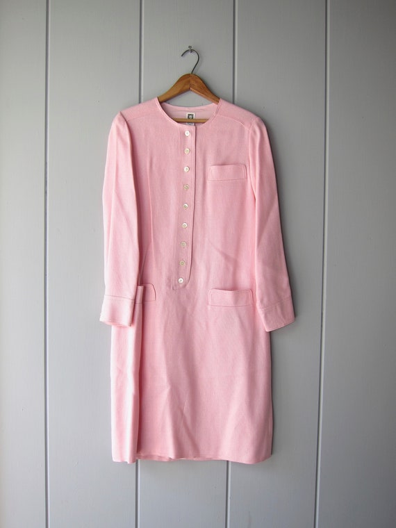 70s Light Pink Rayon Knit Dress | Anne Klein Wove… - image 6