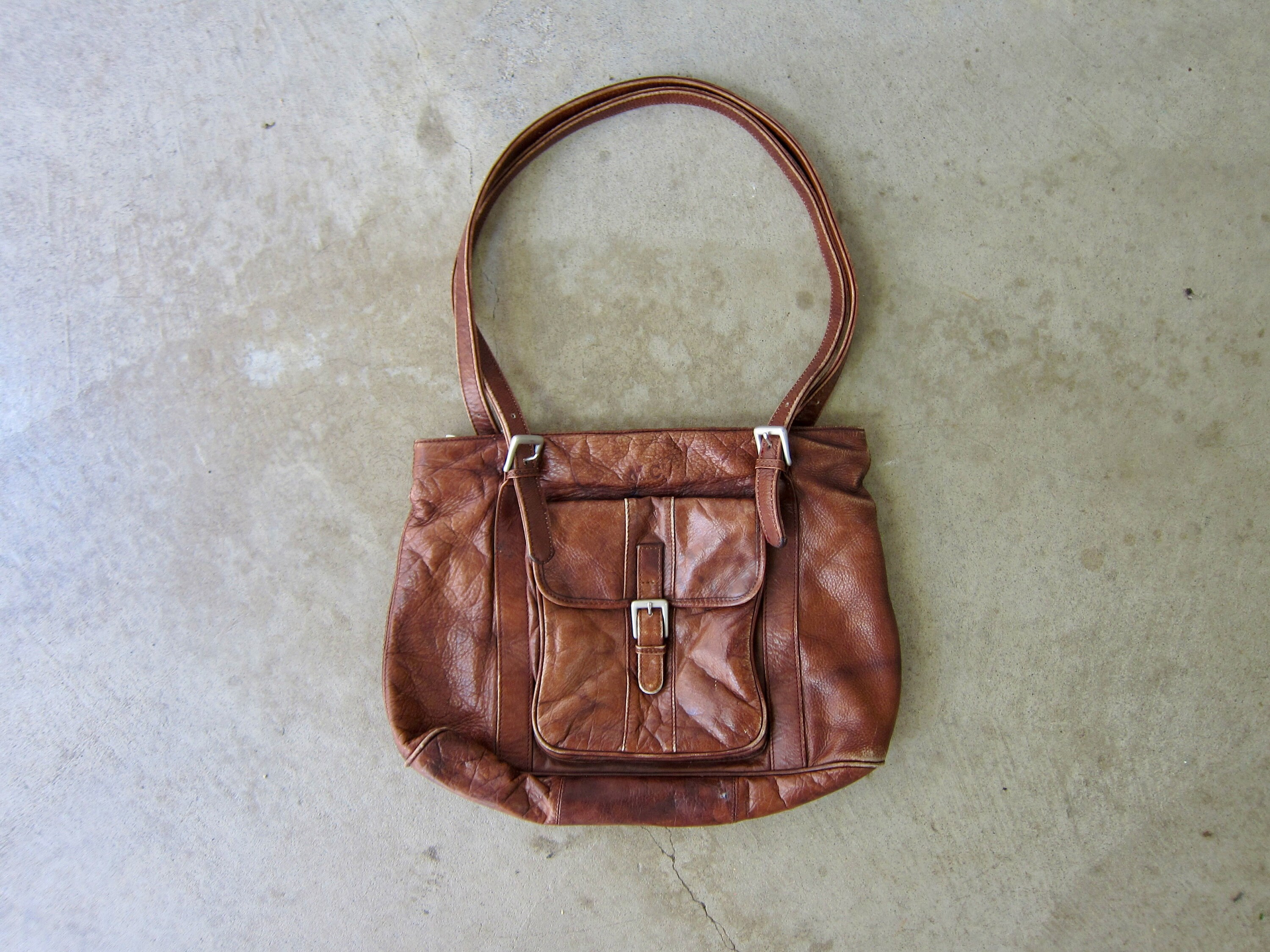 M.C Leather Shoulder Bag Large Brown Leather Tote Purse Etsy