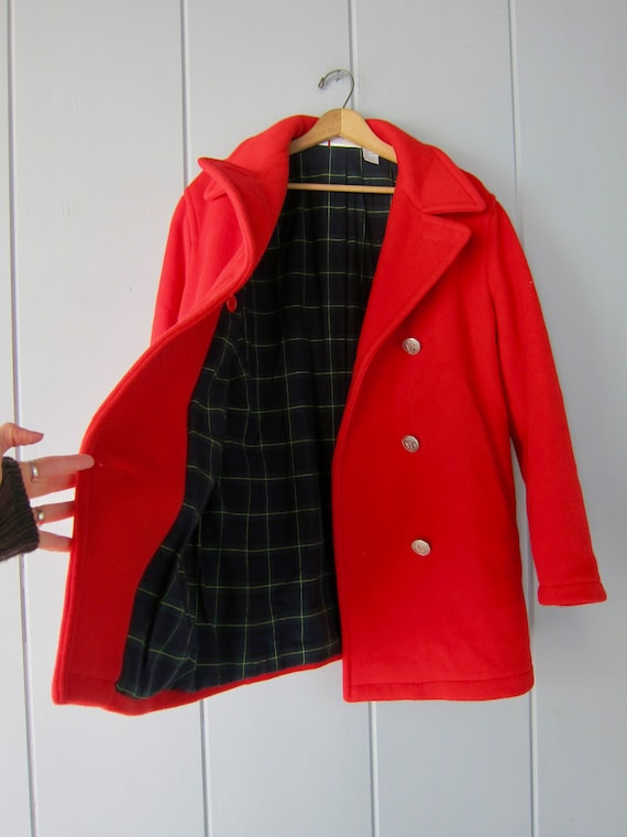 90s Red Wool Pea Coat | DKNY Heavy Wool Peacoat |… - image 7